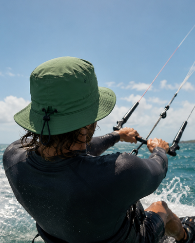 kitesurfing bucket hat and helmet